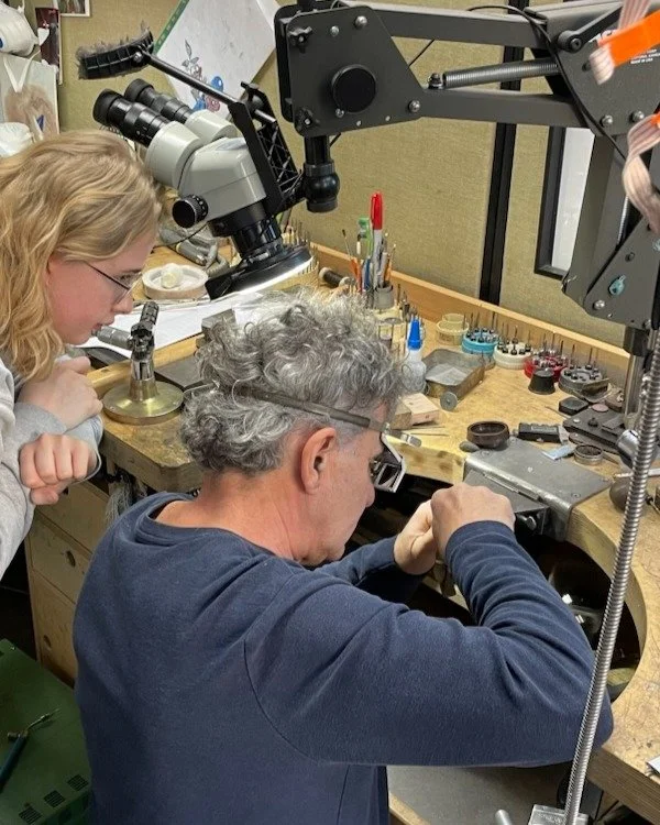 You learn something new every day! Today Charlotte learned even more about fine jewellery techniques courtesy of Theo.

Adding to her ever growing jewellery knowledge as a fully trained diamond mounter 

If you want to work with us to create your own
