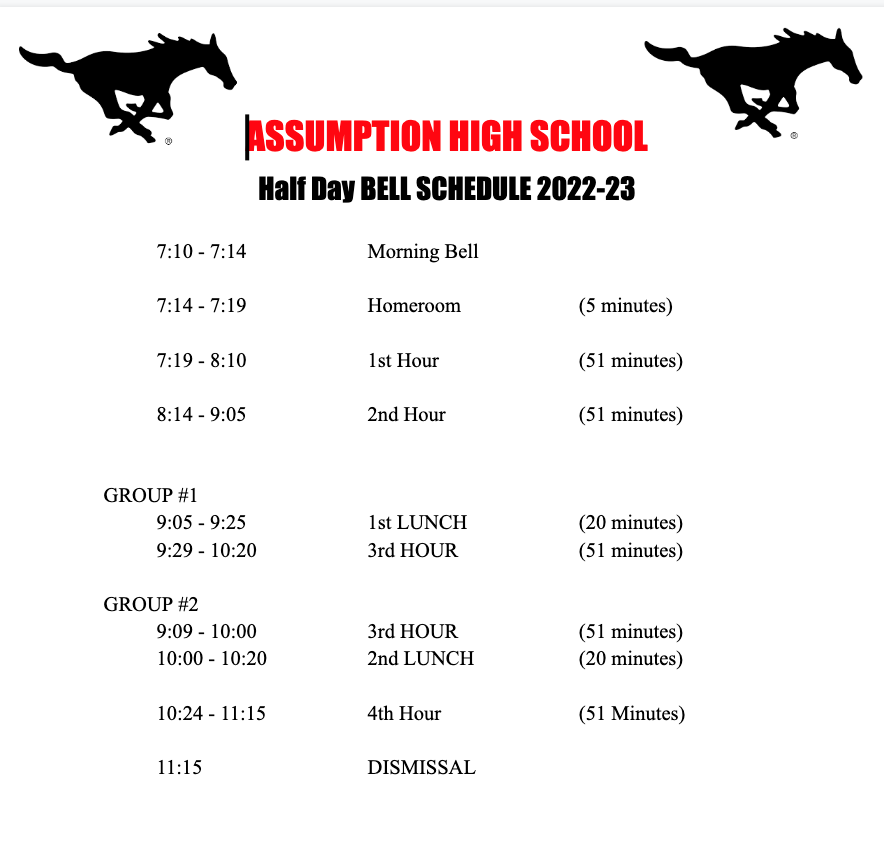 Bell Schedule — Assumption High School