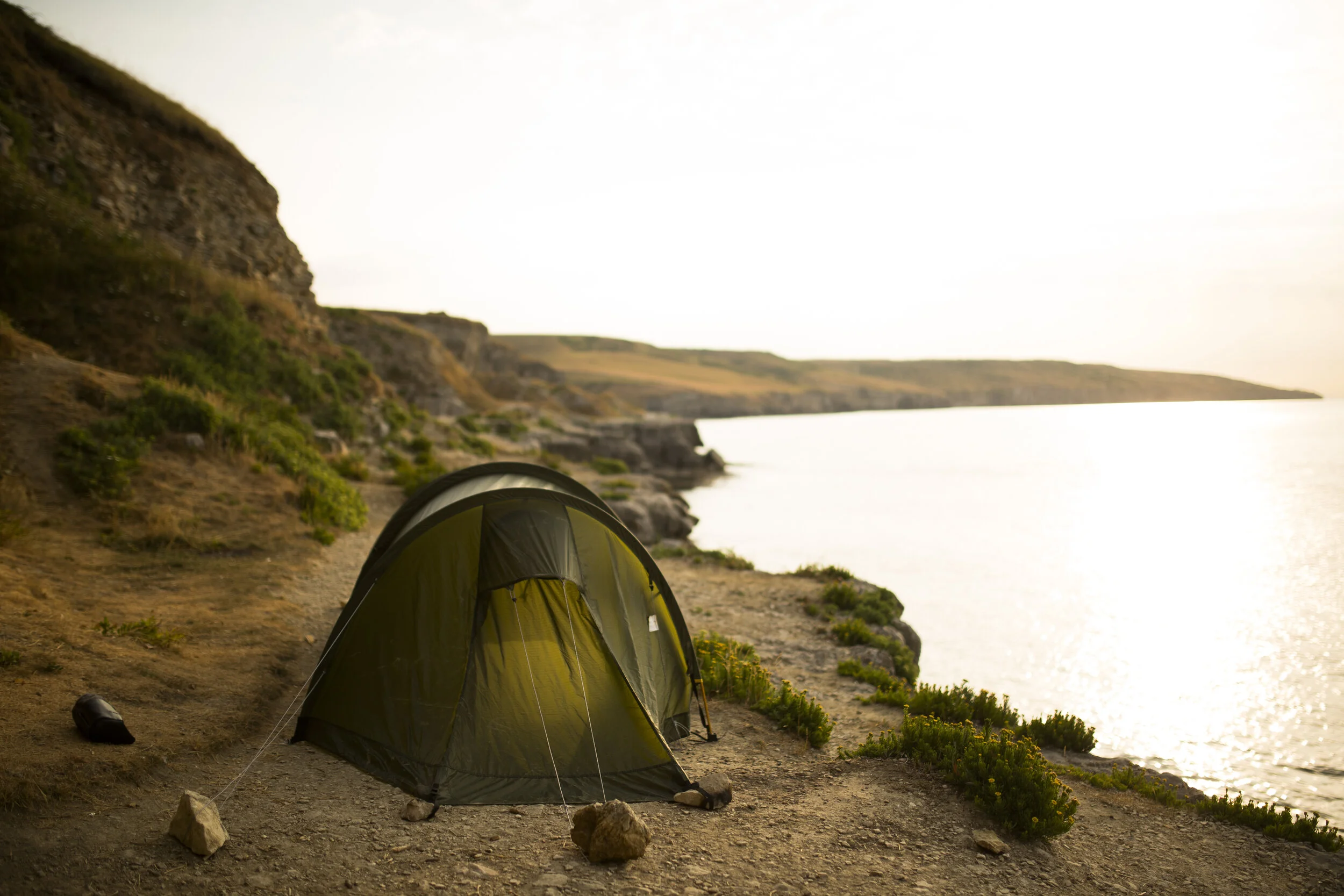Fjallraven Abisko pitched up on the cliff top.