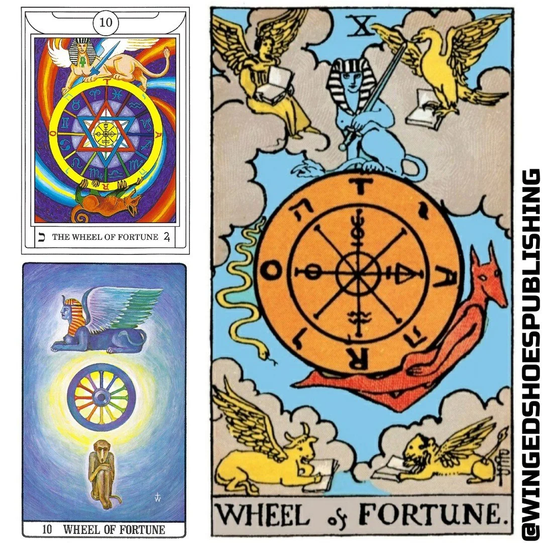 The Wheel of Fortune is the Tenth Key of the Tarot, and the Twenty-first Path of the Tree of Life, connecting the Spheres of Netzach and Chesed. The Wheel of Fortune's Magickal title is the "Lord of the Forces of Life." The Wheel of Fortune
