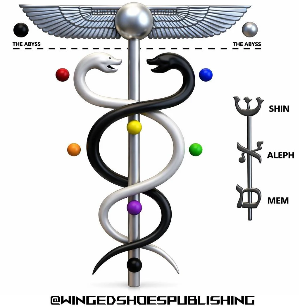 "The Caduceus of Hermes is not merely a symbol of healing&mdash;it is a complete map of the Tree of Life and the awakening of consciousness through the Sephiroth. The central staff represents the Middle Pillar, the pathway through which Divine e