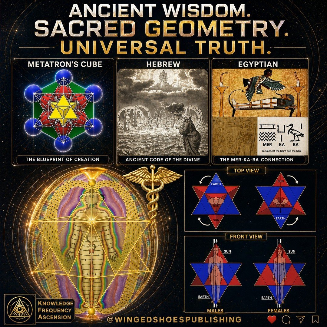"The word "Merkaba" is derived from Ancient Egyptian. It refers to an individual's vehicle of Light which allows for Interdimensional and Interplanetary travel. "Mer" relates to two counterrotating fields of Light spinning in