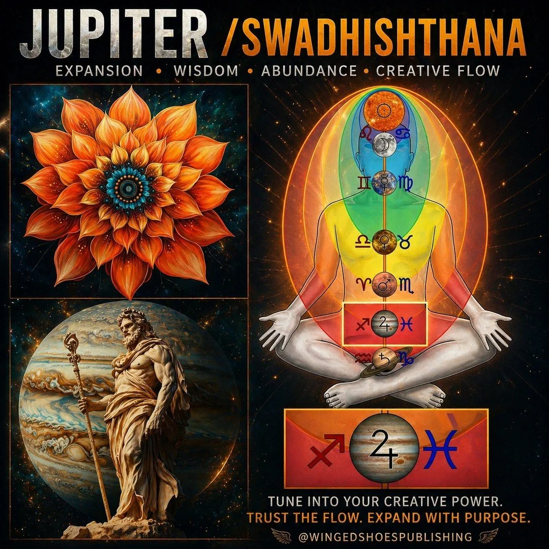 "The Planet Jupiter (Brihaspati or Guru in Sanskrit) is an expansive and bountiful Planet that brings good fortune, abundance, and success. It is related to the Water Element and represents the higher qualities of consciousness whose base energy