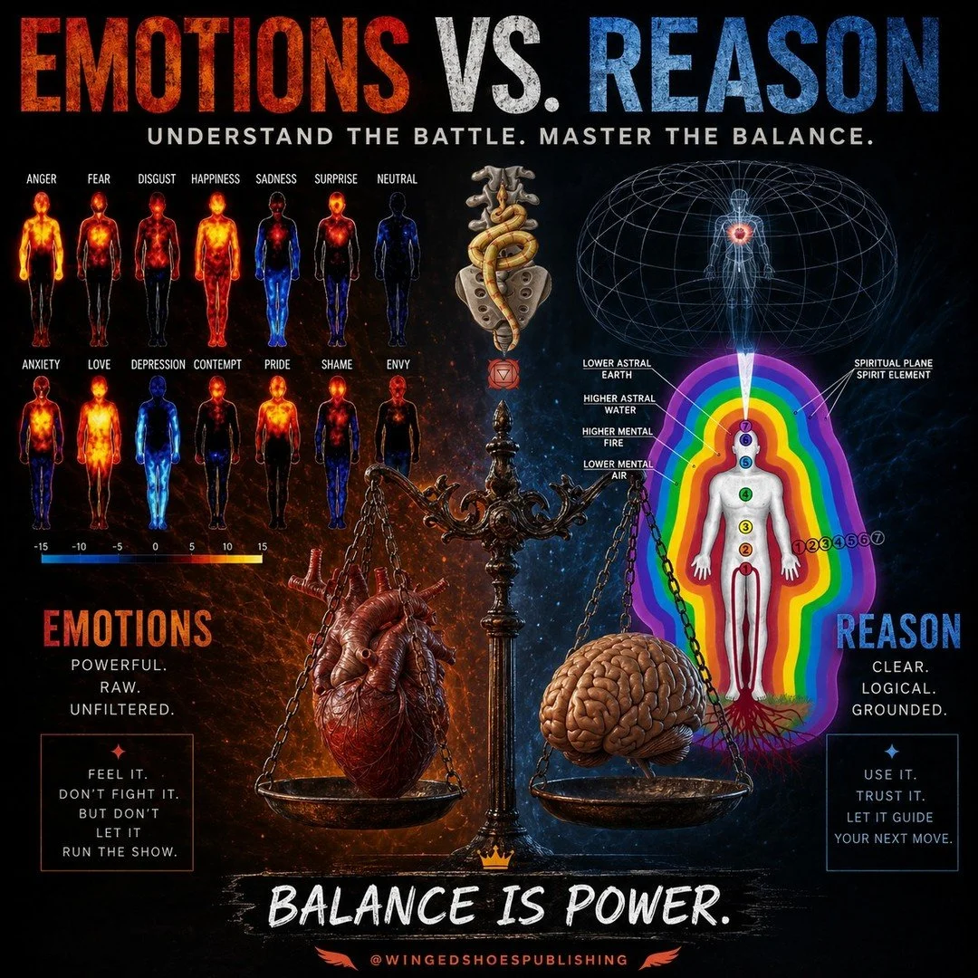 "A powerful dichotomy that presents itself in the fully Kundalini awakened individual is the constant battle between the emotions and the intellect, expressing itself through logic and reason. Emotions (feelings) are a result of our past conditi
