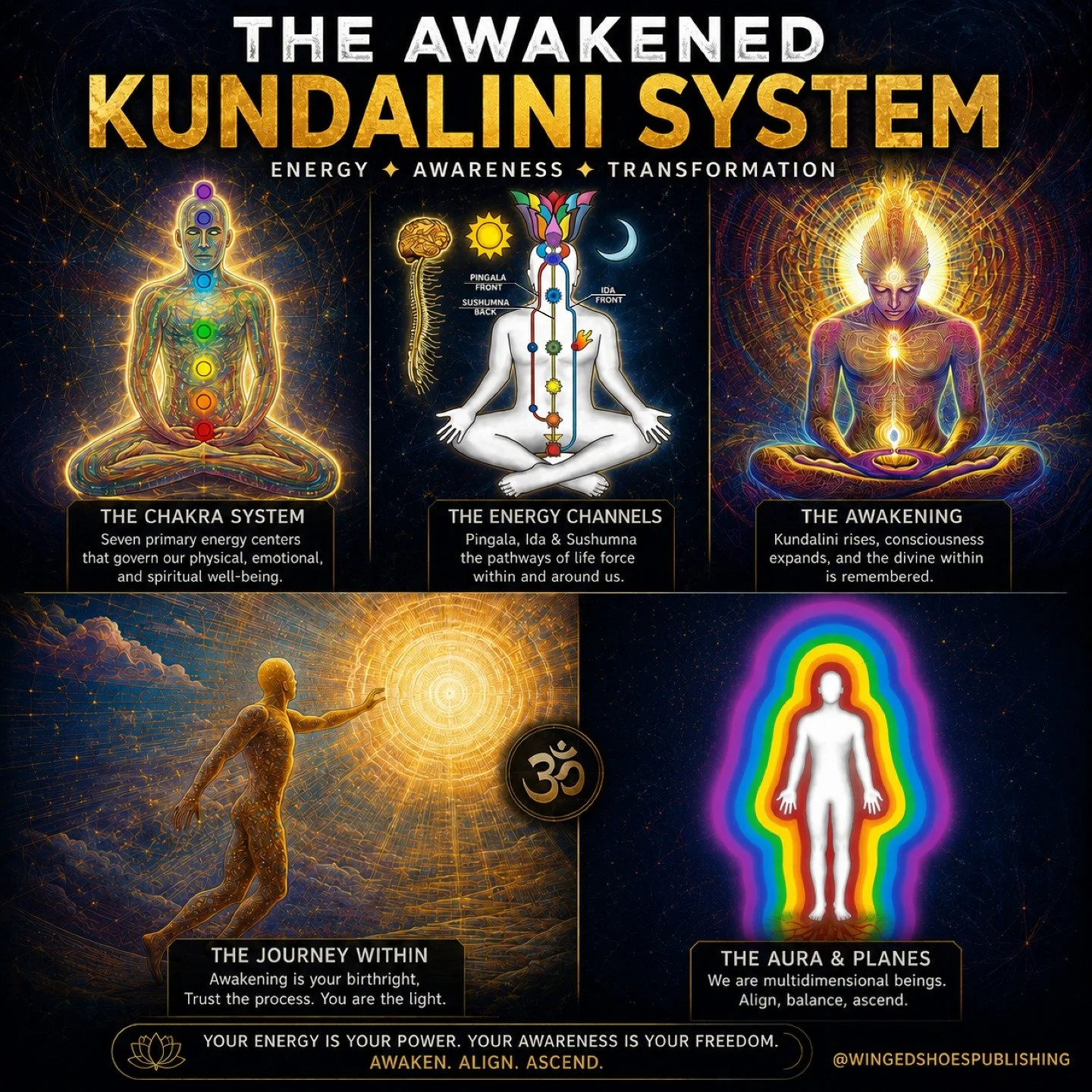 "The Kundalini energy's goal is to activate the Body of Light and the corresponding Subtle Bodies. Once this occurs, the entire Tree of Life is awakened within the individual, and all the Cosmic Planes become available as states of consciousness
