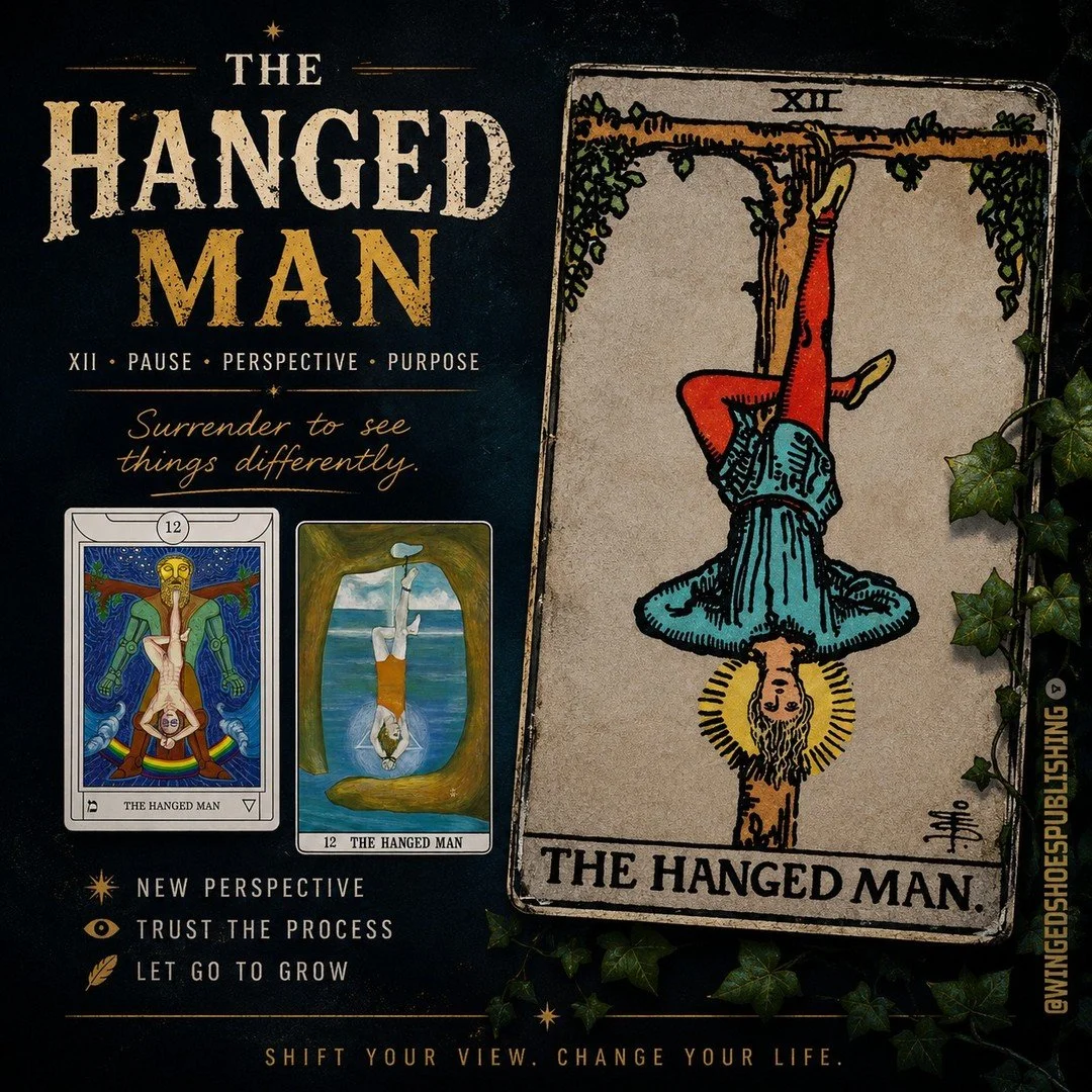 The Hanged Man is the Twelfth Key of the Tarot, and the Twenty-third Path of the Tree of Life, connecting Hod and Geburah. Its Magickal title is the "Spirit of the Mighty Waters," thus, the Water (Transitional) Element is attributed to it. 