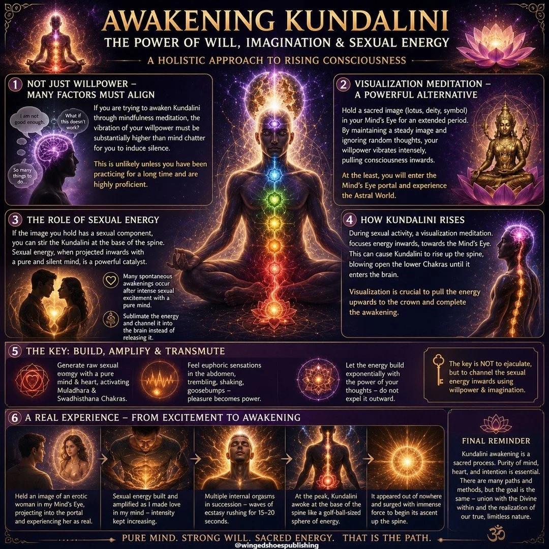 "Awakening the Kundalini is not something that occurs through force alone. Many inner factors must align simultaneously for the process to unfold naturally. If you attempt to awaken it purely through mindfulness meditation, your willpower must b