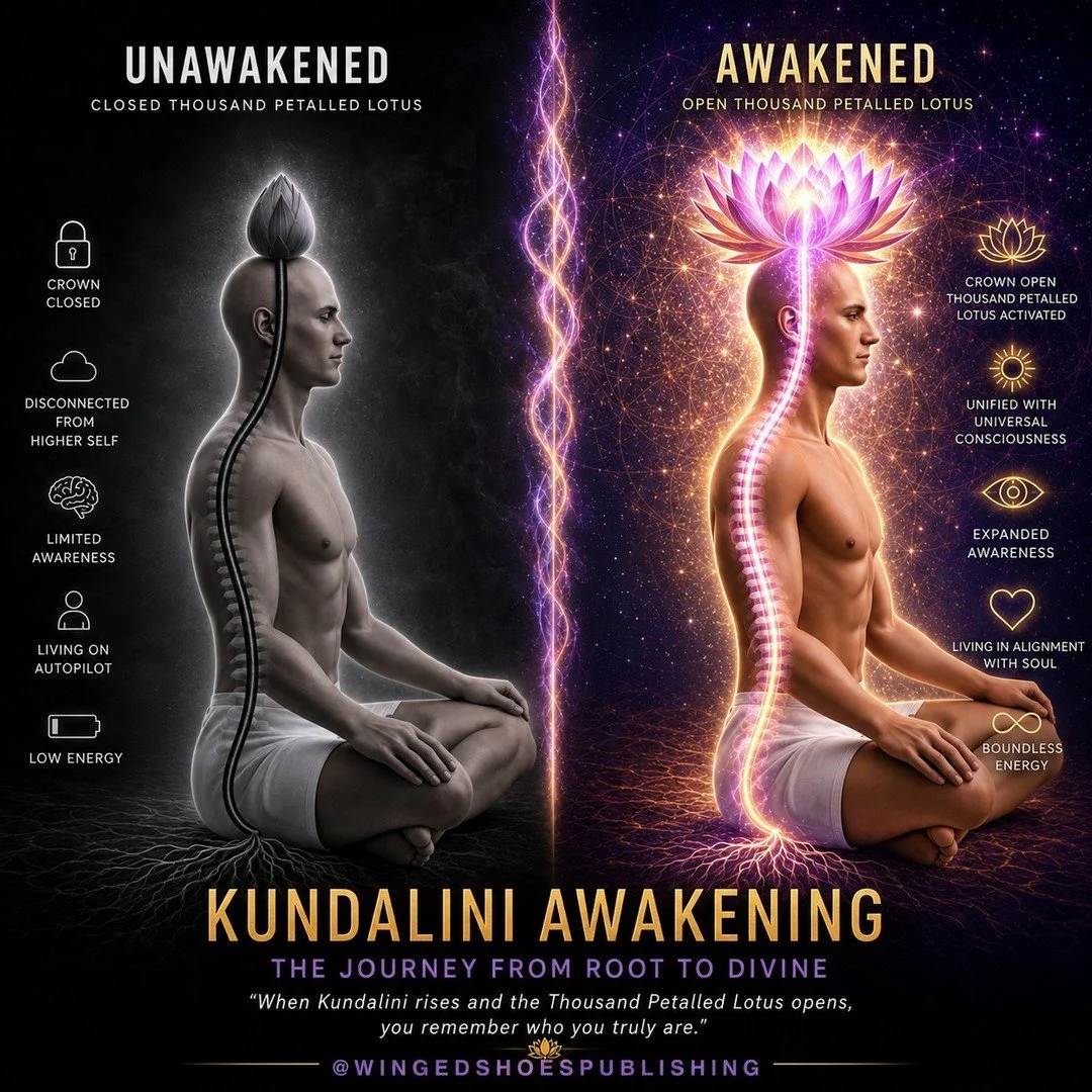 "When Rudra Granthi is pierced, the Kundalini has to rise with full force to Sahasrara, allowing the top part of the Sushumna channel that connects the middle of the brain to the Crown to widen and transmit enough energy to open Sahasrara's Peta