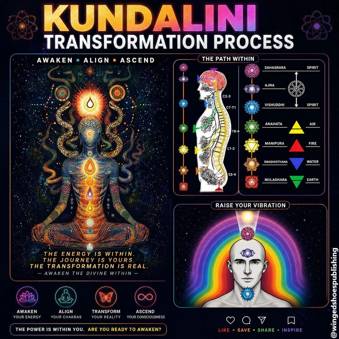 KUNDALINI TRANSFORMATION PROCESS
"The Kundalini transformation process begins as a blazing, volcanic fire, which burns away the dross and impure in the different Subtle Bodies of the Self. Each Chakra has a corresponding Subtle Body, which the n