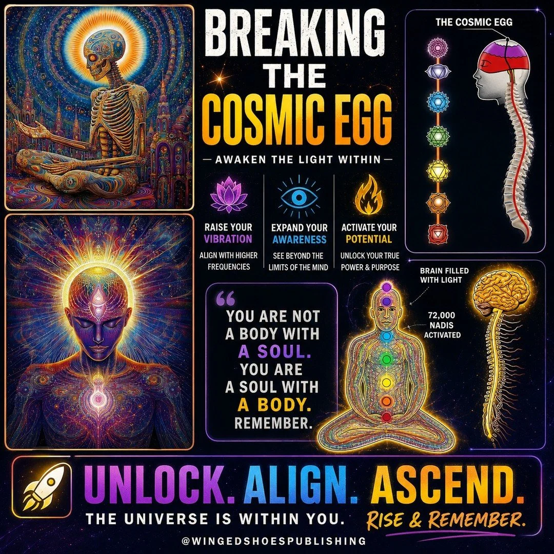 "During a Kundalini awakening, as the energy rises simultaneously through the three main Nadis, it systematically blows open the Chakras from the root of the spine upward to the brain centre (Figure 1). Ida and Pingala meet at these Chakric poin