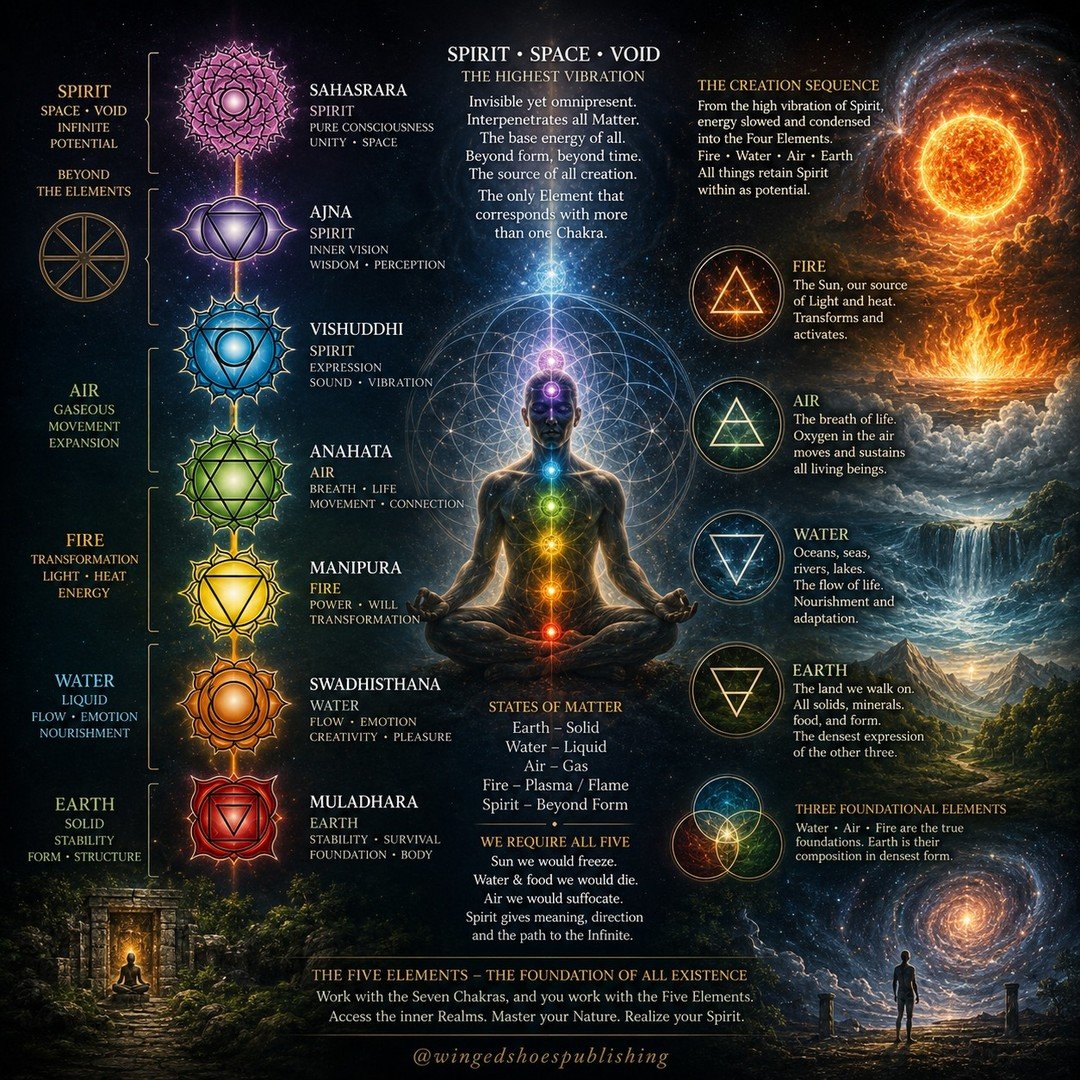 "Everything in existence is composed of Spirit, the highest and most subtle of the Five Elements. In the Eastern Yogic and Tantric traditions, Spirit is known as Space (Akasha) because it is the infinite, invisible field that permeates all creat