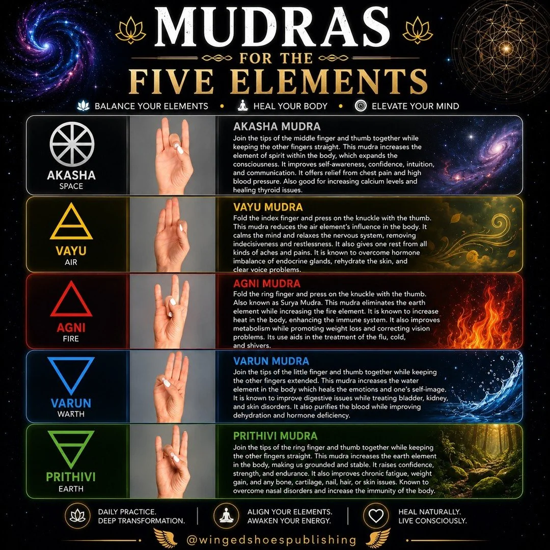 "Yoga helps us purify and balance the Five Elements of Earth, Water, Air, Fire, and Spirit (Space). Doing so restores these Elements to their optimal health within the body and unfolds our inner powers and abilities that correspond with each Ele