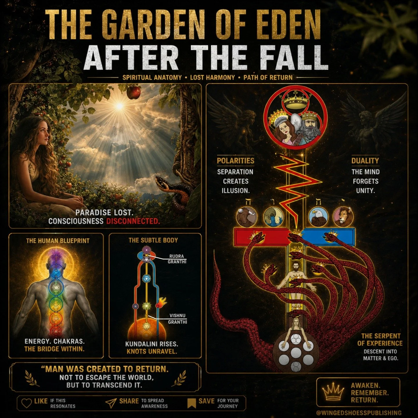 *Note: See previous post on "Garden of Eden Before the Fall" for context.
.
.
"Garden of Eden After the Fall"- "Eve was tempted by the Serpent to eat of the Tree of Knowledge of Good and Evil. Symbolically, the Tree of Life s