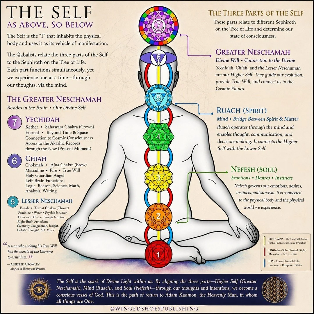 "The Self is the invisible &ldquo;I&rdquo; that inhabits the physical body and uses it as a vehicle of manifestation. In the Qabalistic tradition, the human being is a reflection of the greater Cosmic order&mdash;the Sephiroth of the Tree of Lif
