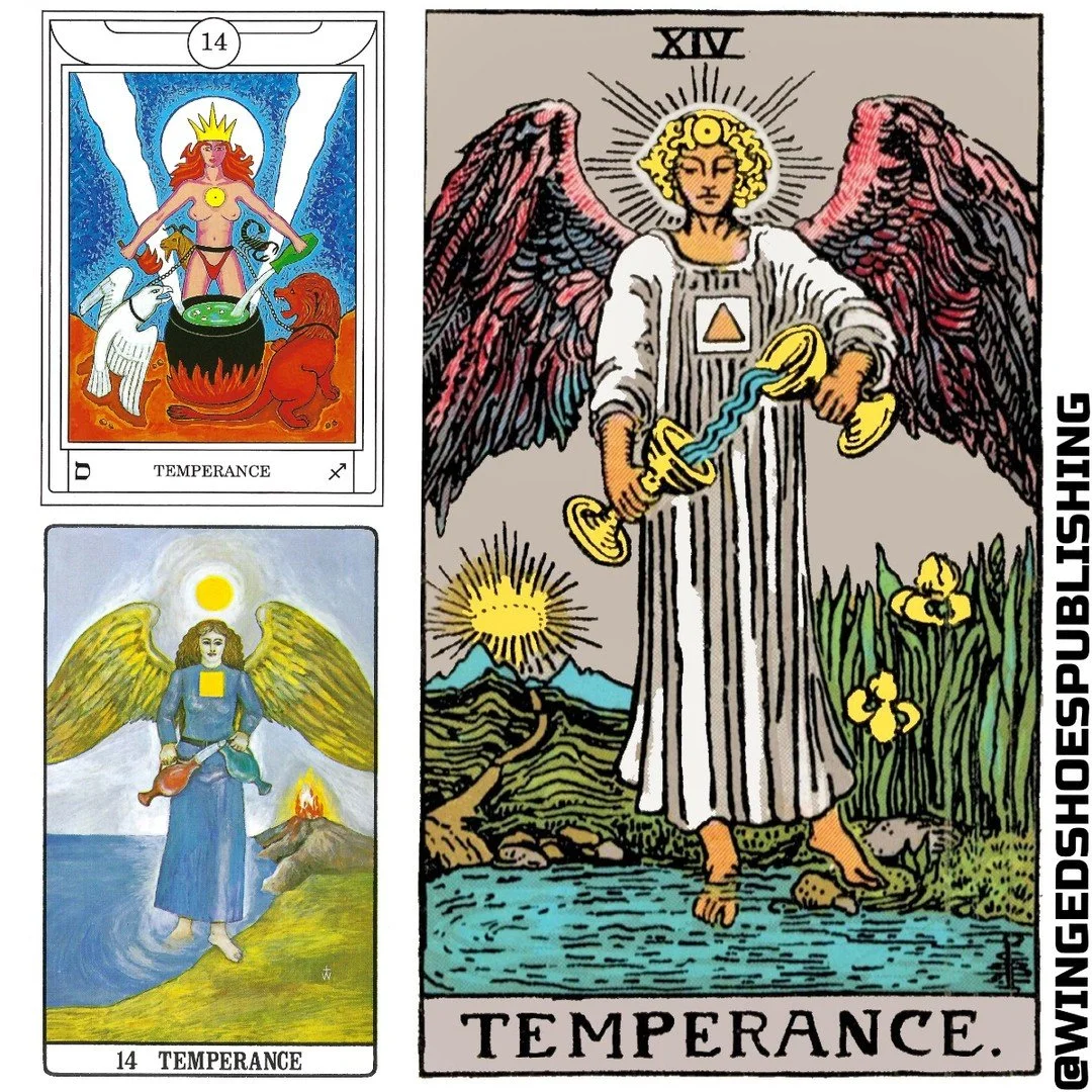 "Temperance is the Fourteenth Key of the Tarot, and the Twenty-fifth Path of the Tree of Life, connecting Yesod and Tiphareth. The Magickal Title of this card is the "Daughter of the Reconcilers, the Bringer forth of Life." Temperance 