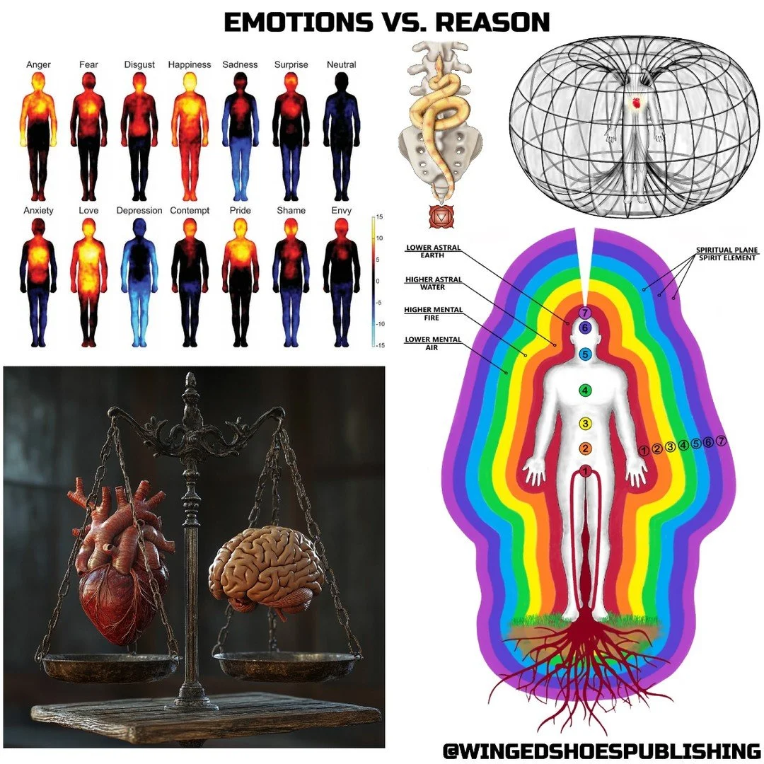 "A powerful dichotomy that presents itself in the fully Kundalini awakened individual is the constant battle between the emotions and the intellect, expressing itself through logic and reason. Emotions (feelings) are a result of our past conditi