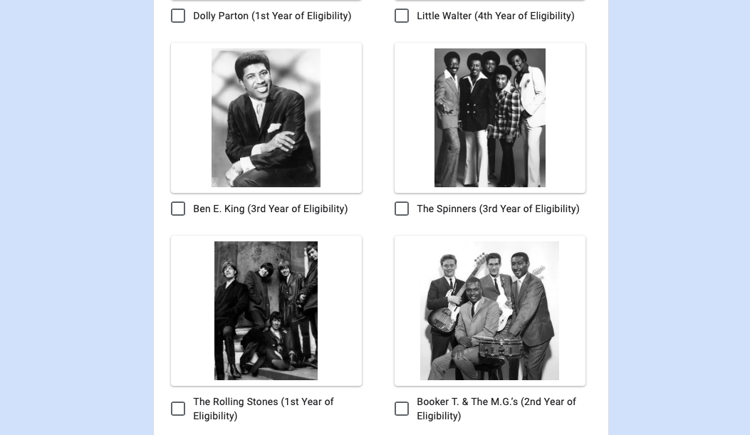The Rock Hall Reconsidered Project: Round 8 Results