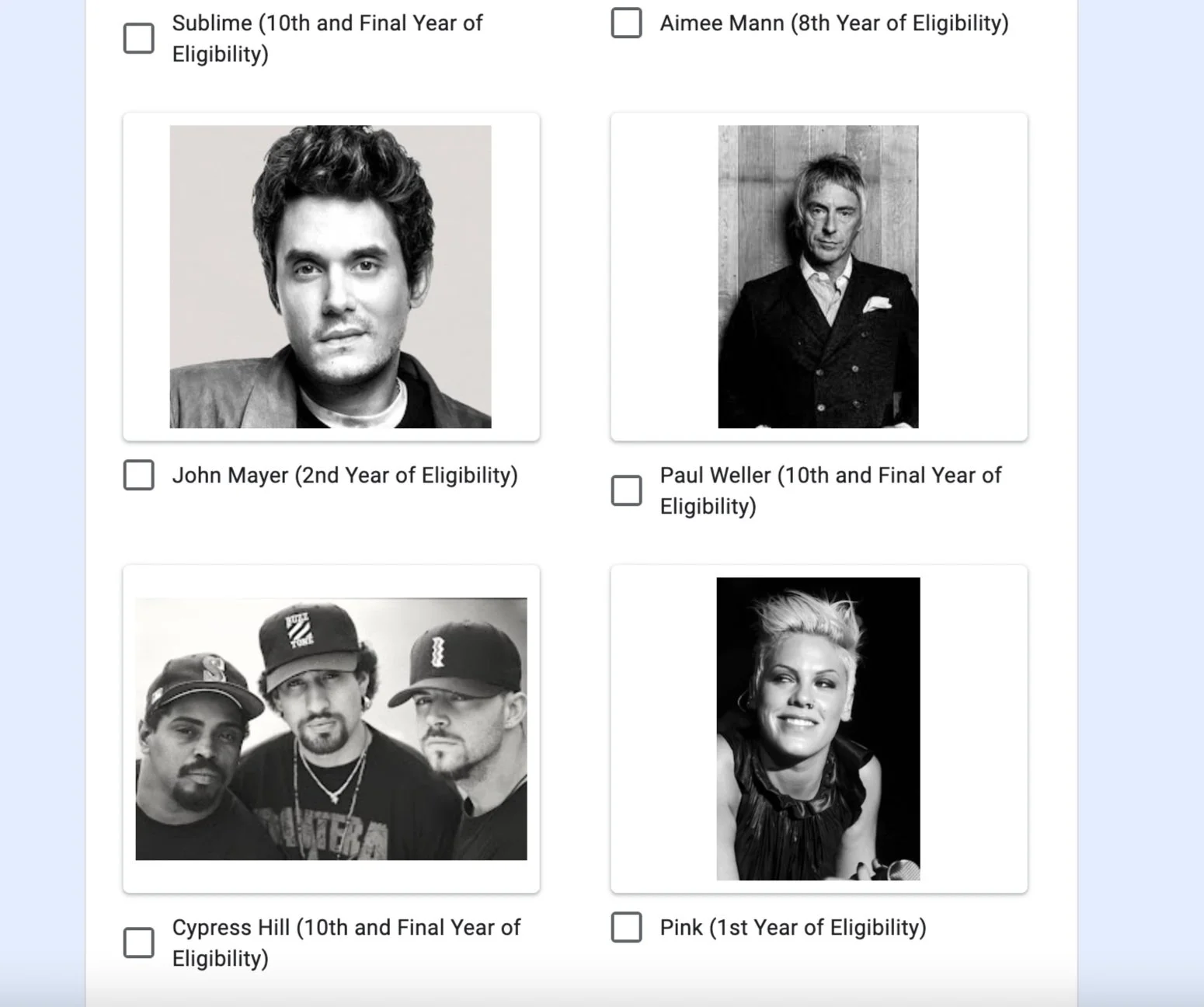The Rock Hall Reconsidered Project: Round 45 (Class of 2026) Results