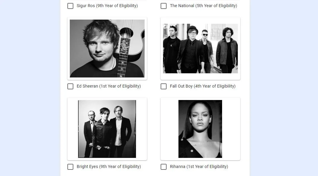 The Rock Hall Reconsidered Project: Round 50 (Class of 2031) Results