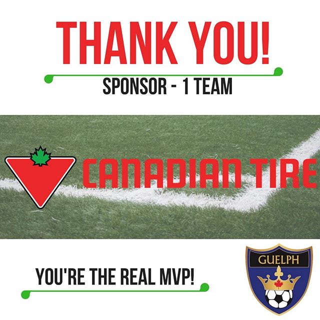 Canadian Tire is known for providing kids all across the country with the opportunity to play sports. They carried on this tradition by once again sponsoring Guelph Soccer. Thank you Canadian Tire!