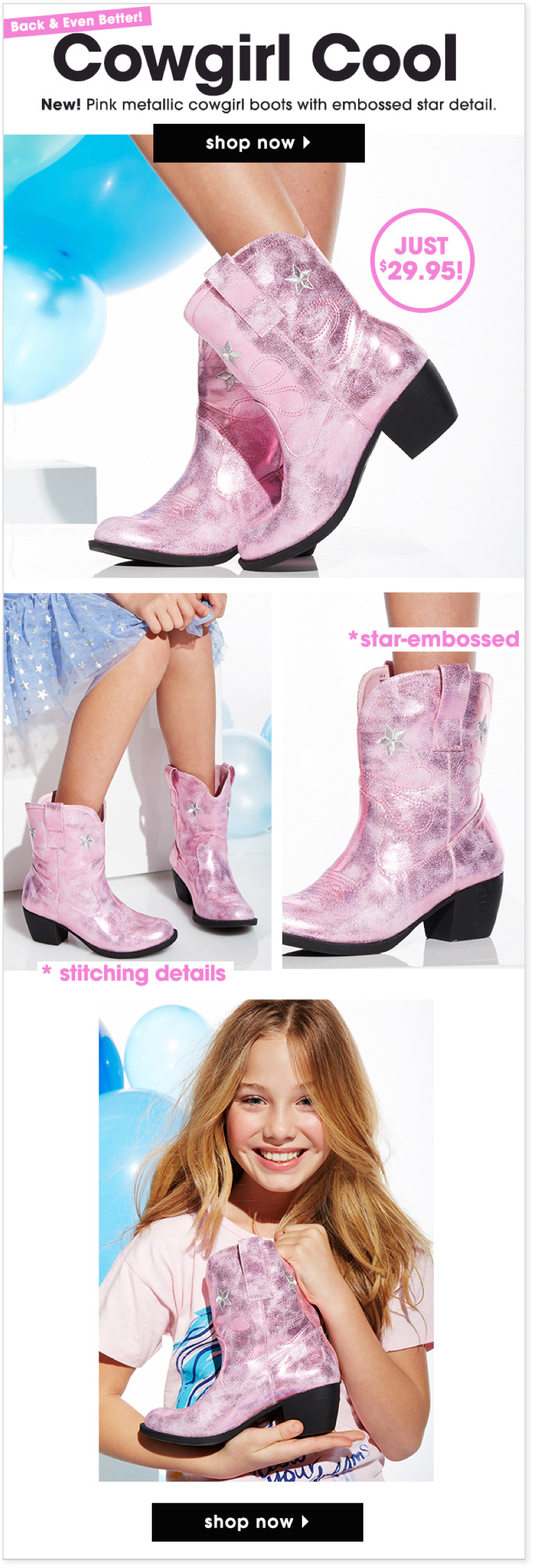 Showing the featured shoes from different angles allow shoppers to get a better sense of the product.