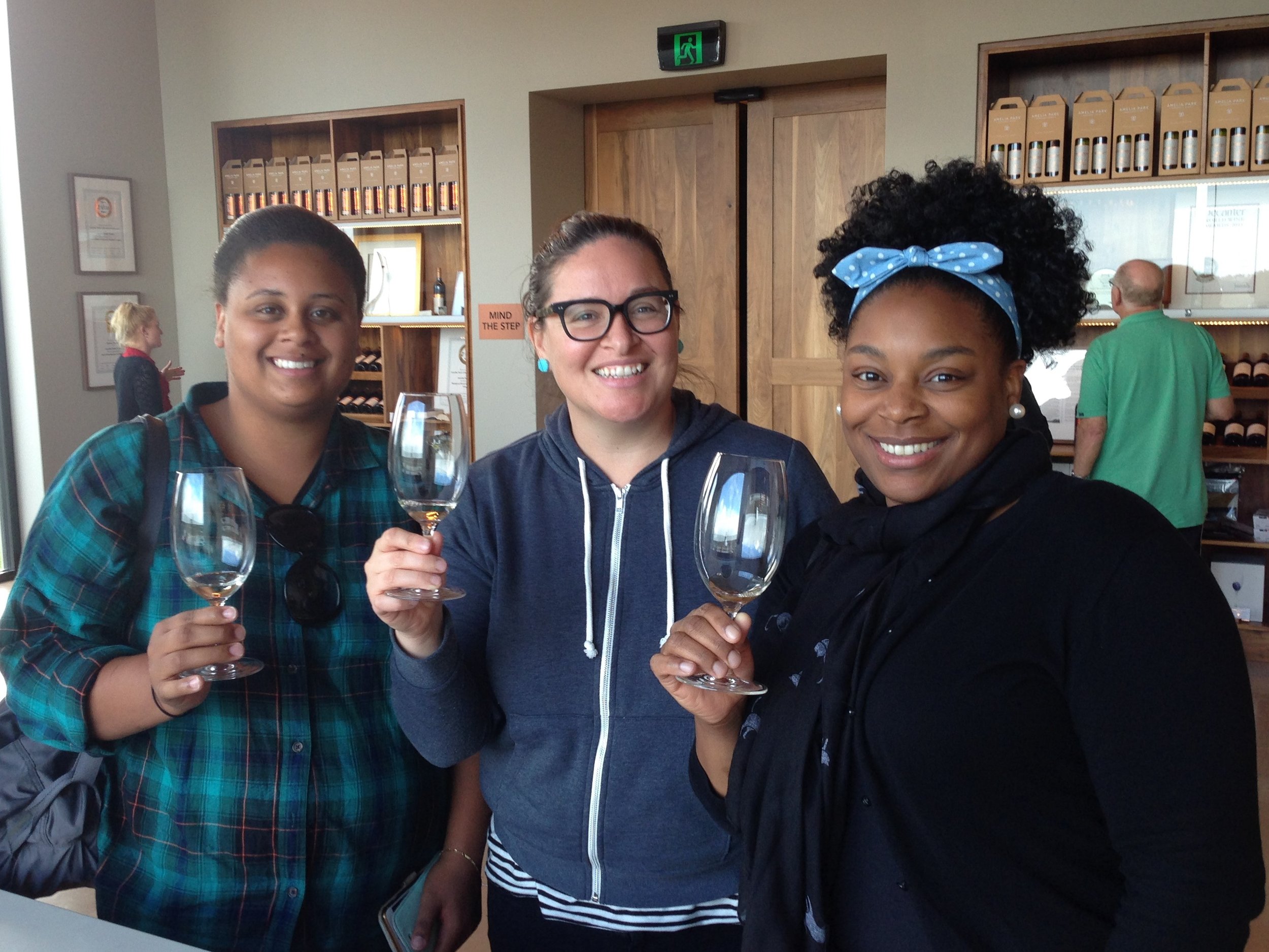 3 girls with glasses at Amelia Park Cellar Door.JPG