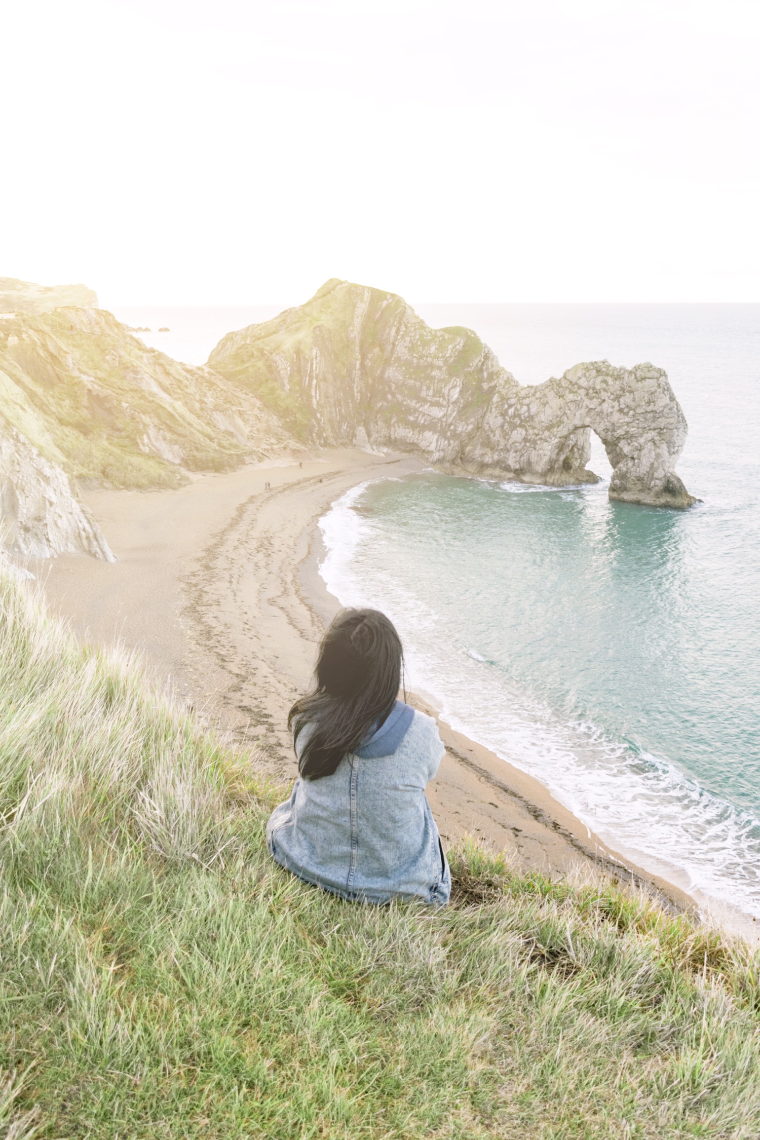 Ling looking out towards Durdle Door during sunrise