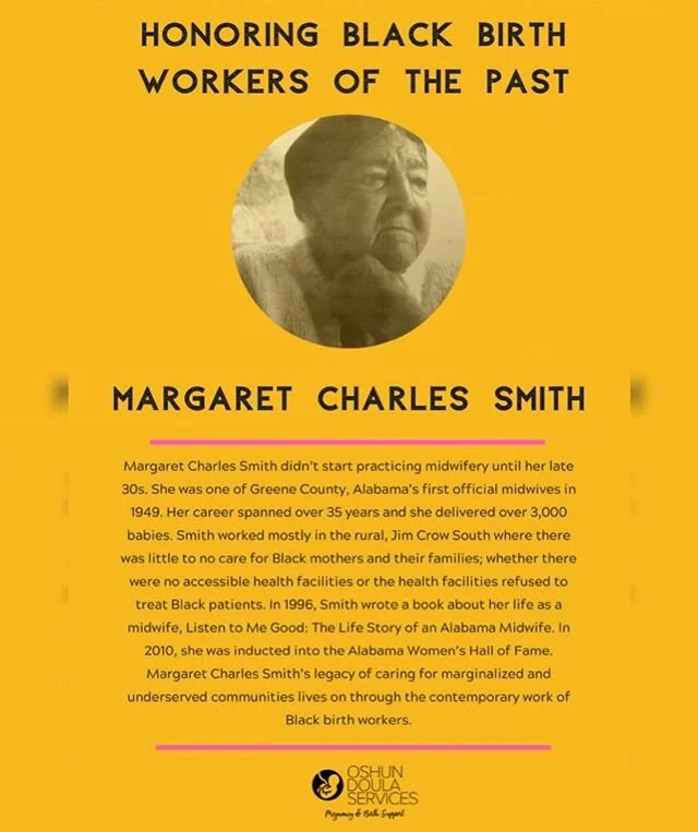 Margaret Charles Smith didn&rsquo;t start practicing midwifery until her late 30s. She was one of Greene County, Alabama&rsquo;s first official midwives in 1949. Her career spanned over 35 years and she delivered over 3,000 babies. Smith worked mostl