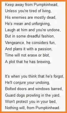 Pumpkinhead poem by Ed Justin