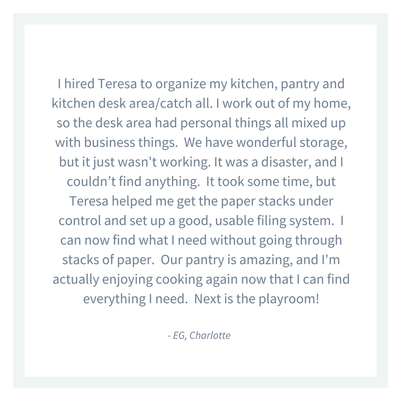 Custom pantry organizing in Charlotte NC Custom Organizing by Teresa Fetch testimonial