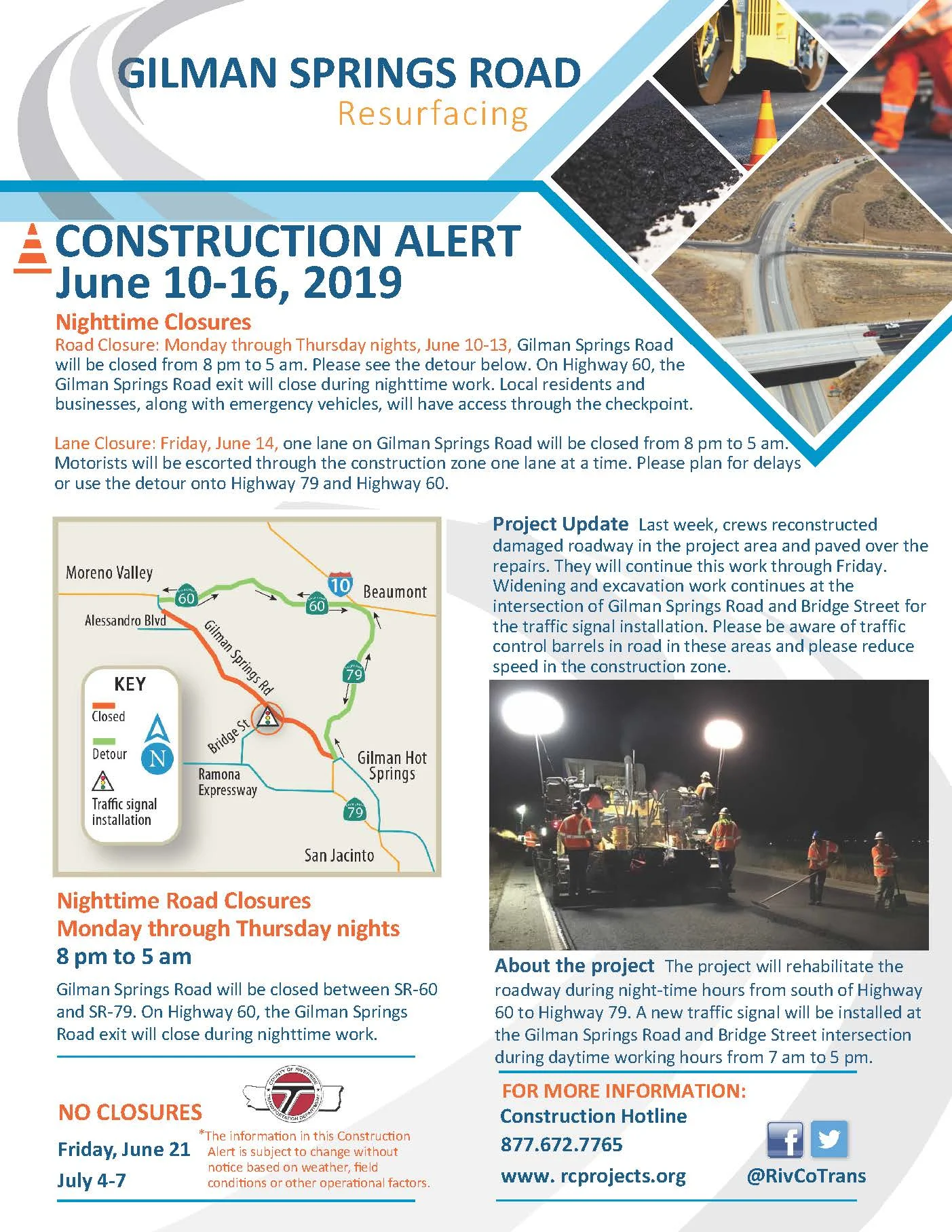 Construction Alert June 10-13, 2019: Gilman Springs Road Resurfacing ...
