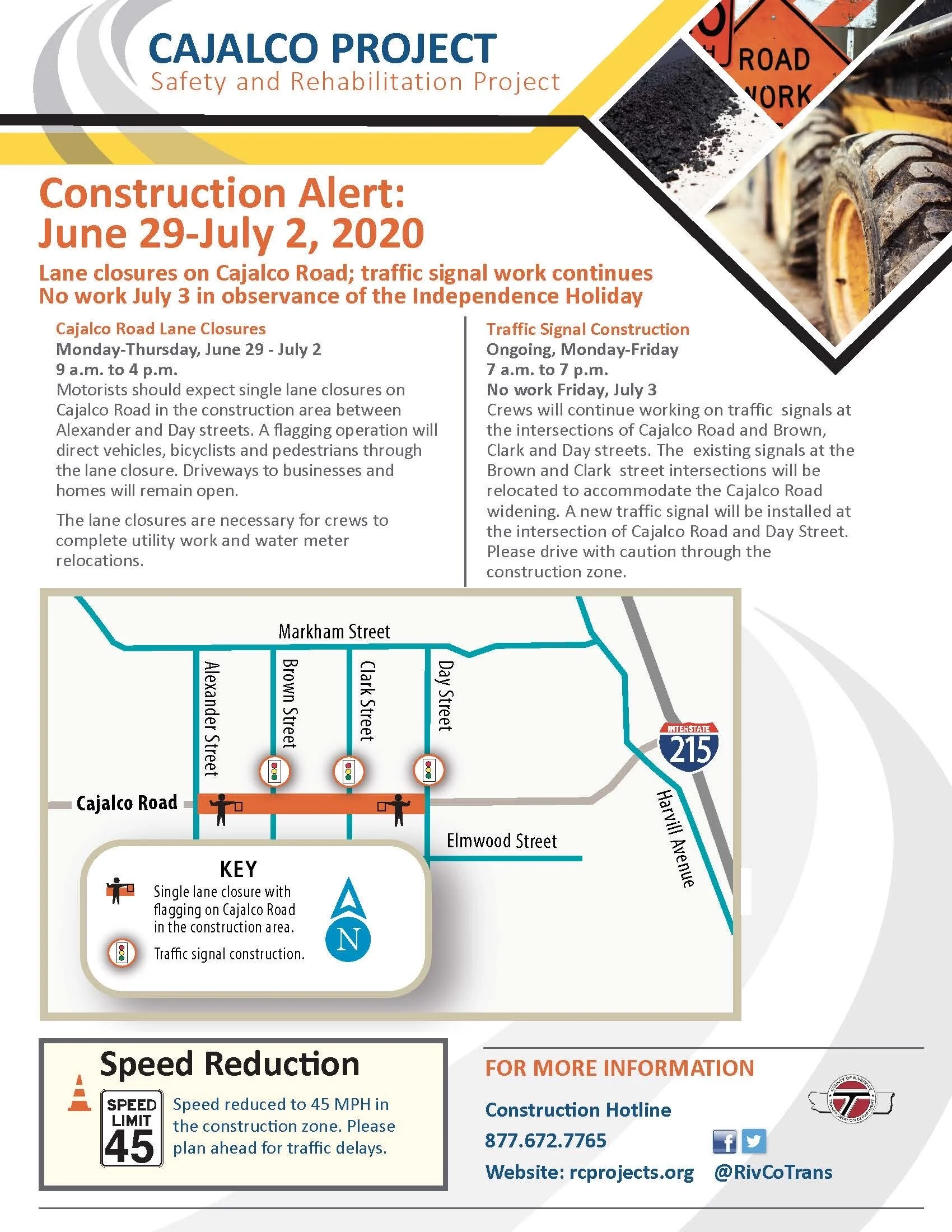 Construction Alert June 29-July 2: Cajalco Road