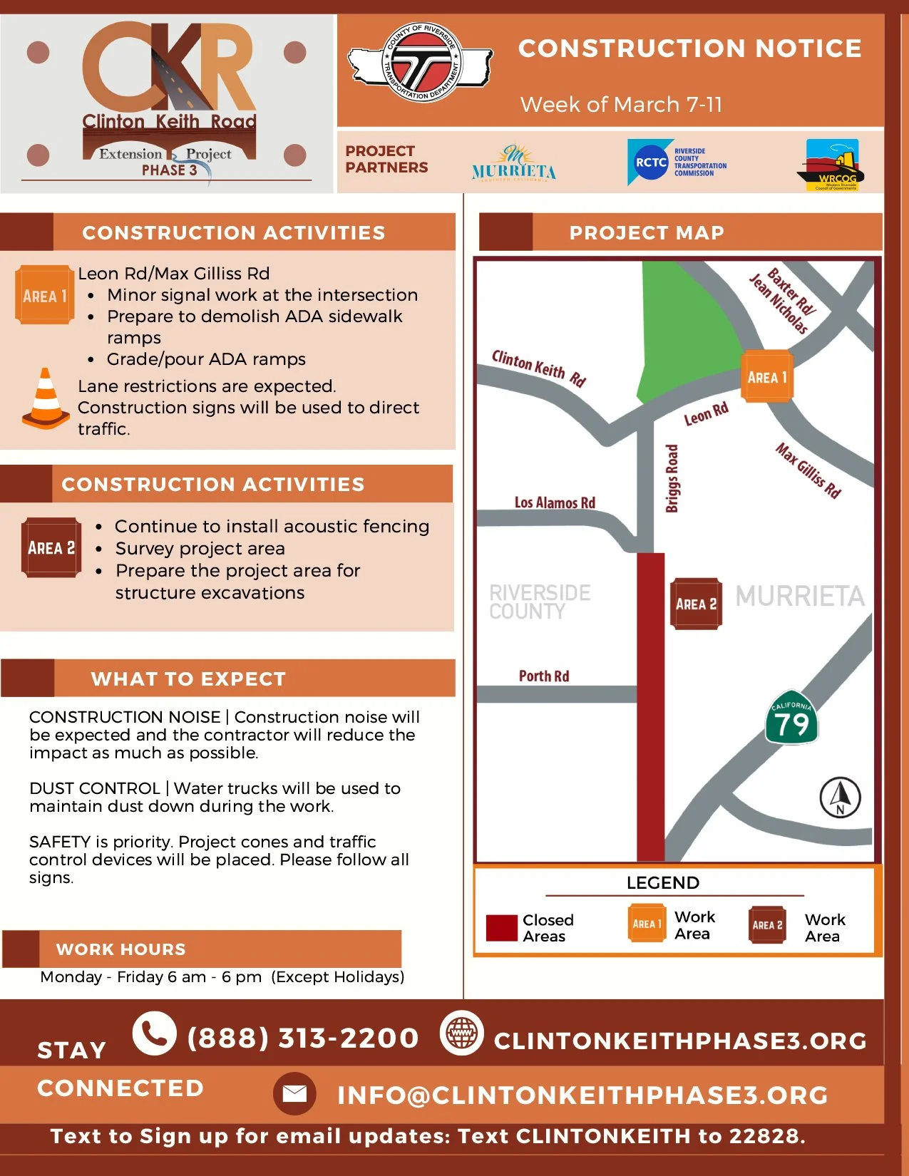 Construction Notice:  Clinton Keith Road, March 7-11