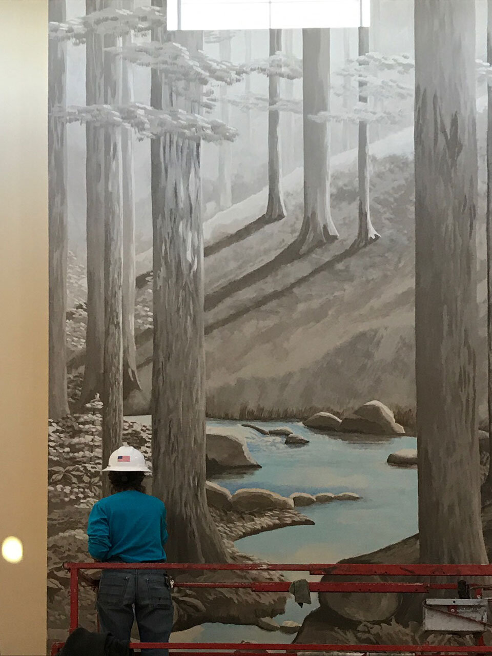 Redwoods mural in progress