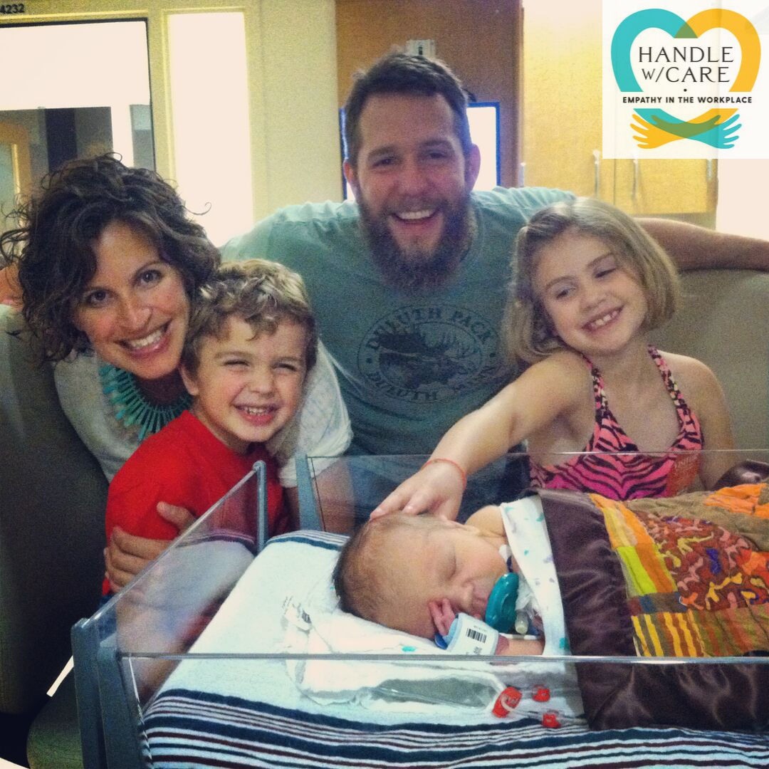 Mama, Papa, Ada, and Magnus with Moses in Riley Hospital