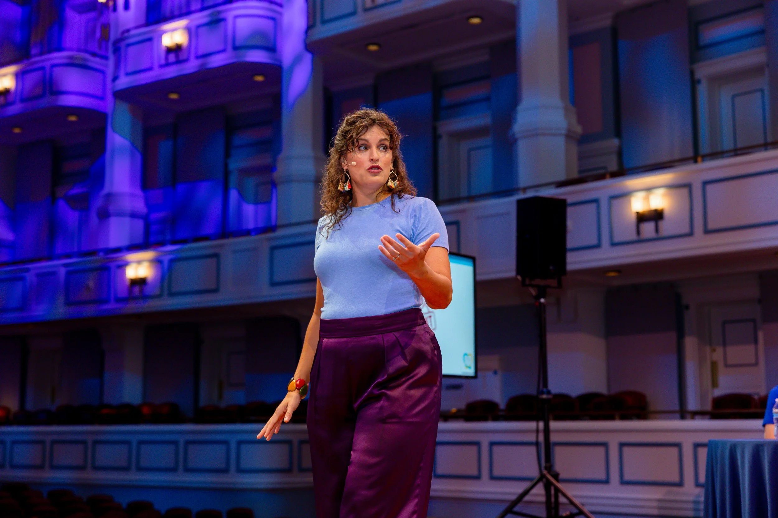 Keynote speaker Liesel Mertes presenting on stage