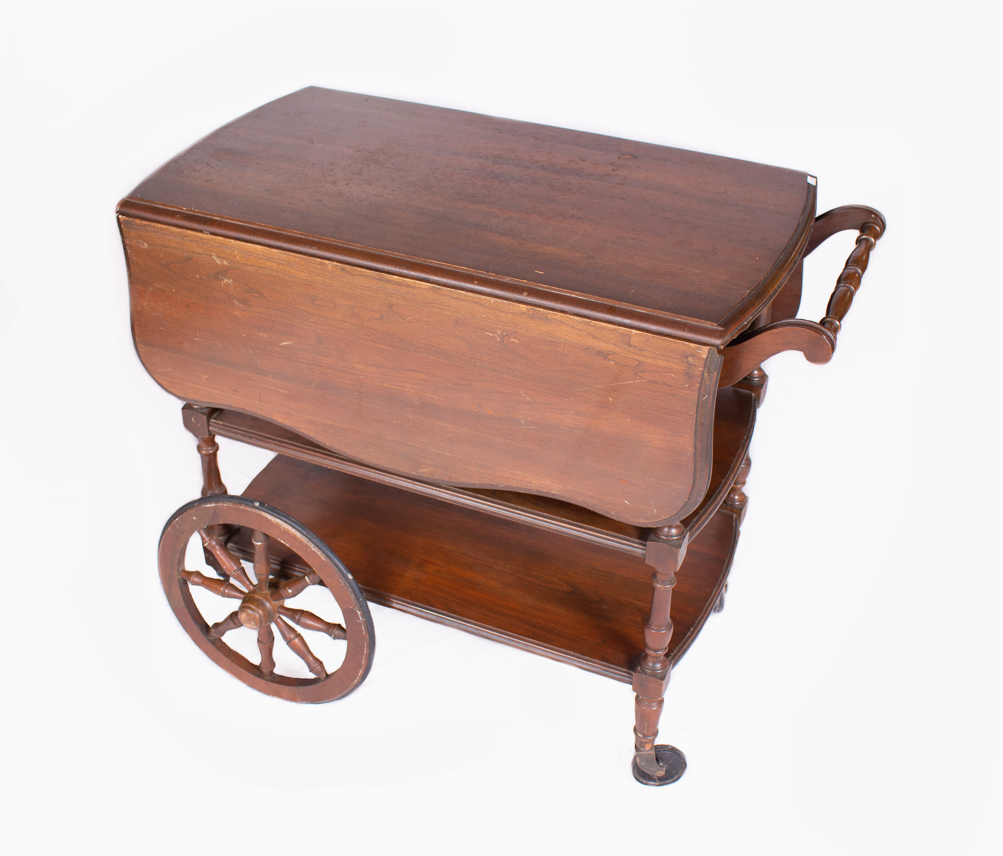 Antique Wooden Tea Cart Tin Bucket, Wooden Tea Carts With Wheels