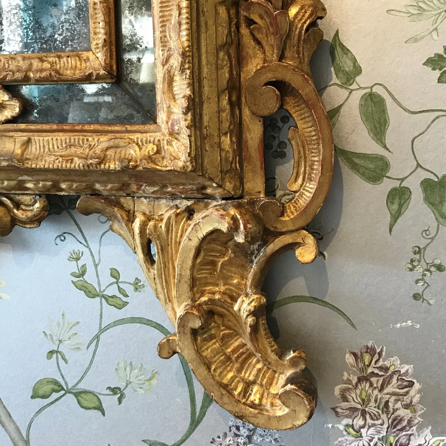 A Fine Large Giltwood Italian Rococo Mirror with Original Glass ...