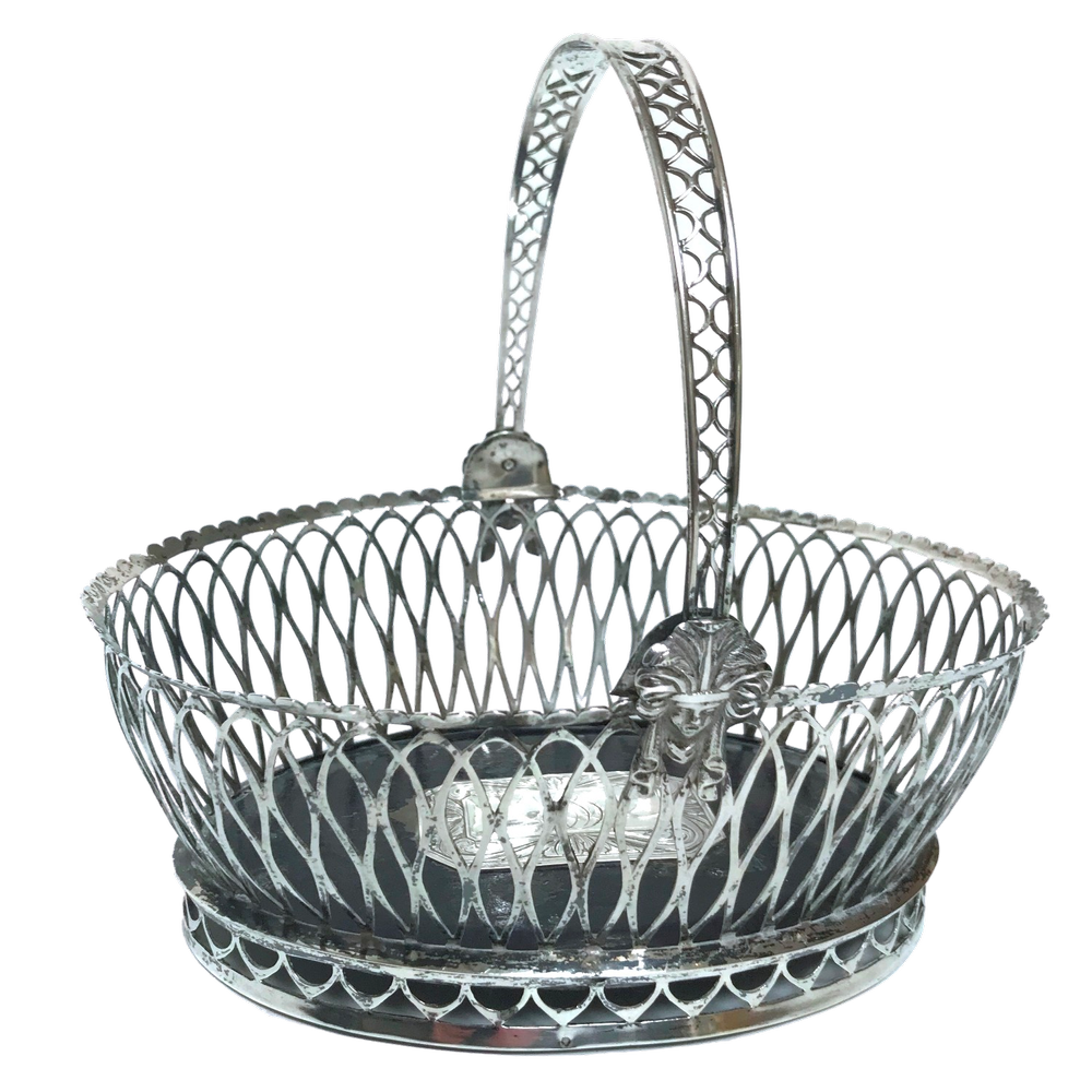 19th Century Silver Italian Swing Handle Openwork Fruit or Nut