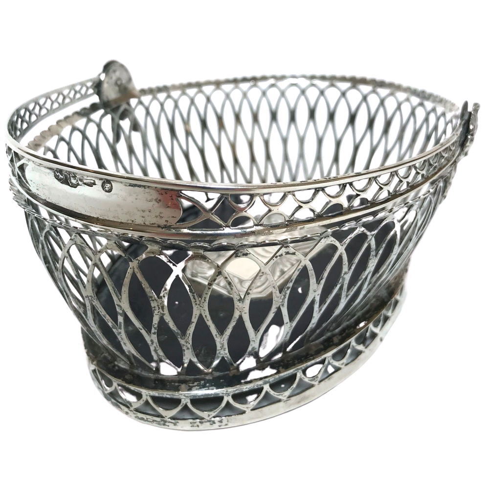 19th Century Silver Italian Swing Handle Openwork Fruit or Nut