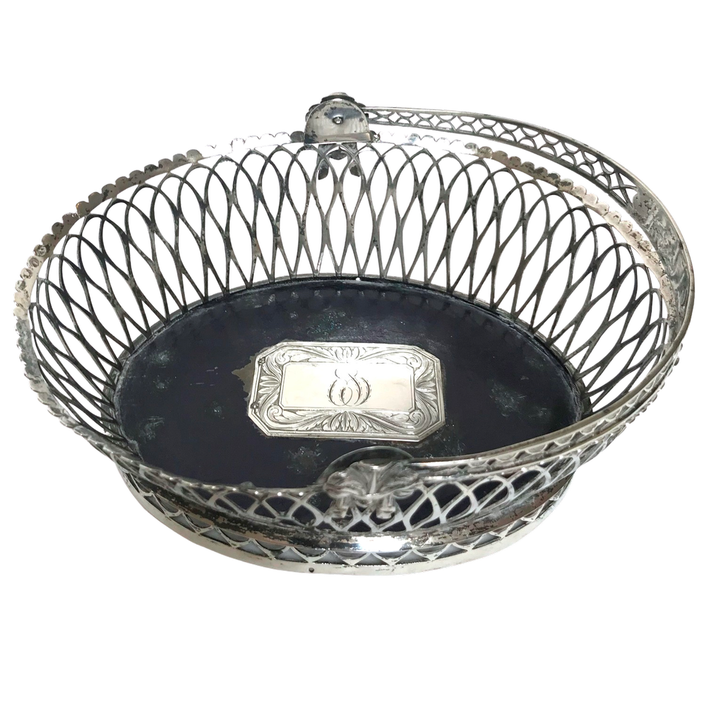 19th Century Silver Italian Swing Handle Openwork Fruit or Nut