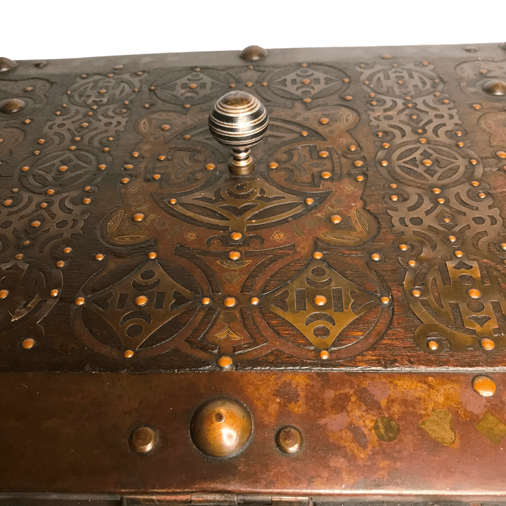 19th Century Spanish Strong Box with Intricate Metal Work and