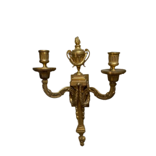 Pair of Louis XVI Style Gilt Bronze Wall Sconces, France, Late