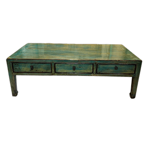 SOLD- Asian Green Lacquered Coffee Table with Three Drawers — Wolf