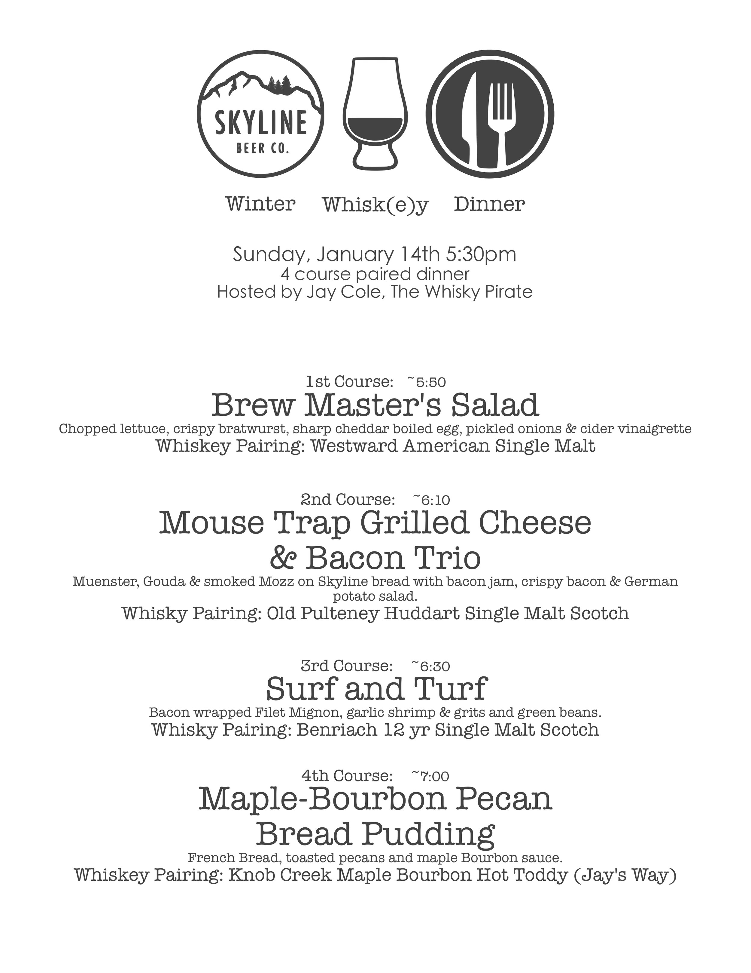 Winter Whisk(e)y Dinner — Skyline Beer Co.
