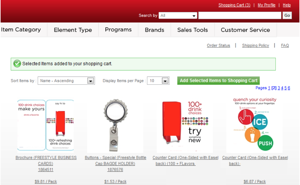 Old product list page