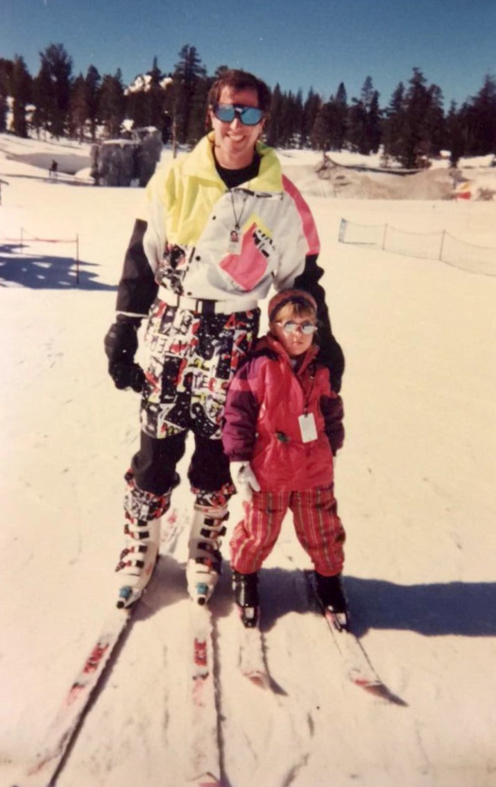 Me in my youth crushing it on two planks at Mammoth Mountain Ski Area before I decided skiing was for losers. That's my dad next to me. He obviously has better fashion sense than you.
