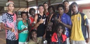 Winners of the men’s championship for King of the Kimberley Junior Basketball Carnival-The Warmun Warriors