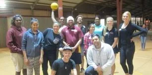 Halls Creek Level 0 Basketball Officiating participants with Basketball WA Representative Jess Byrnes