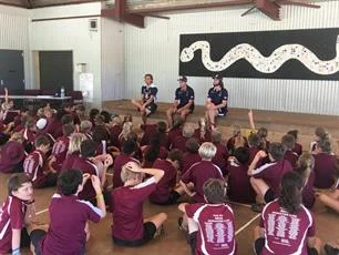 Tom Sheridan, Lachie Weller, & Connor Blakely visit Roebuck Primary School